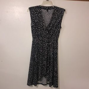 BCBG Maxazria Black & White Sleeveless Wrap Dress